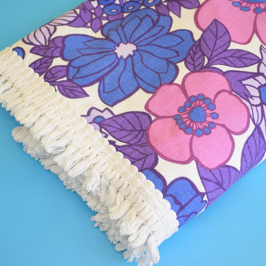 Vintage 1960s Single Bed Cover - Flower Power - Purple