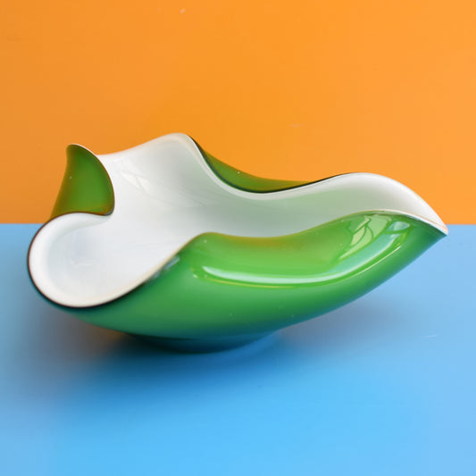 Vintage 1960s Glass Bowl - Japanese Glass - Green by Pineapple Retro