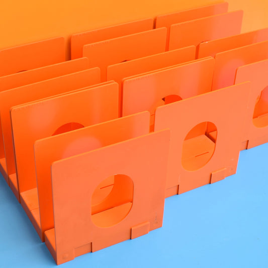 Vintage 1970s Plastic Vinyl Storage - Orange / Red