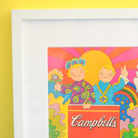 Vintage 1960s Campbells Soup / Circus Advert- Flower Power - Framed