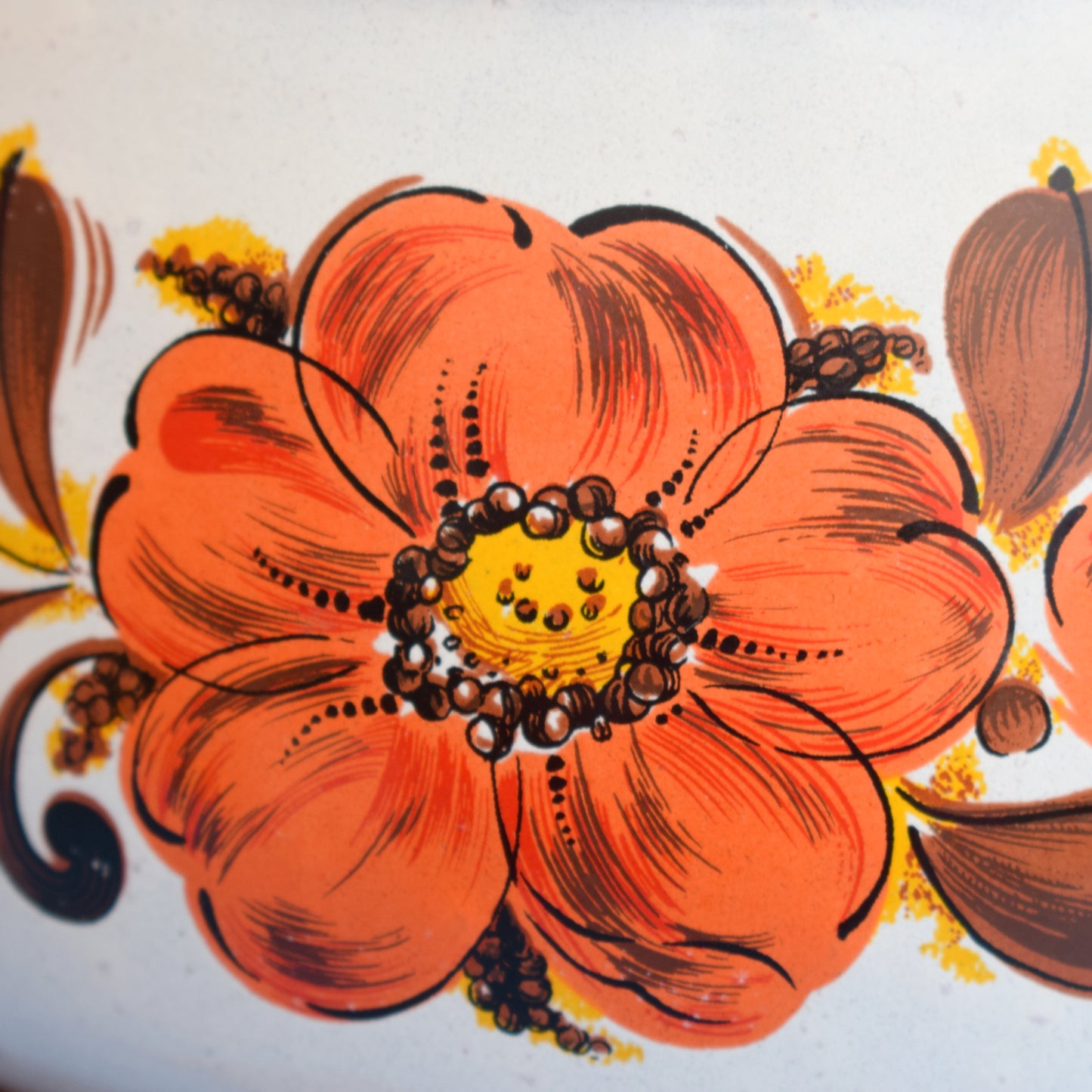 Vintage 1980s Fondue Set - Orange Flower Power- Unused