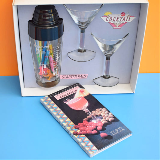 Vintage 1980s Cocktail Set - Glasses, Book Etc. Boxed by Pineapple Retro