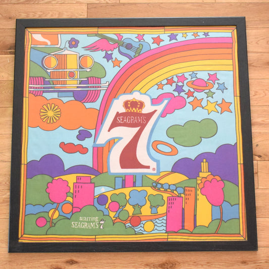 Vintage 1960s Rare American 7UP / Seagrams Framed Scarf - Peter Maxx