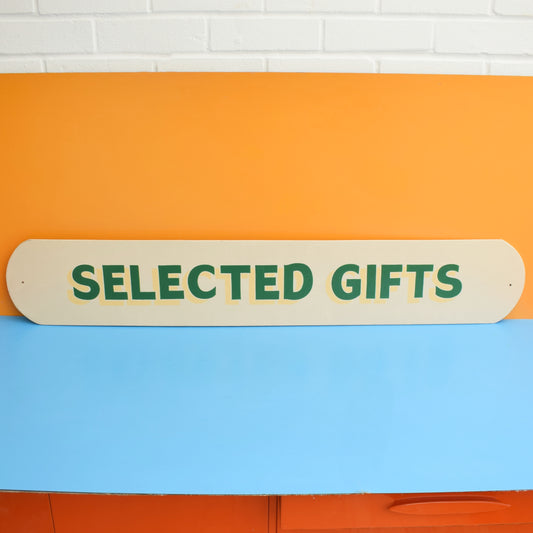 Vintage 1970s Wooden Sign - Selected Gifts