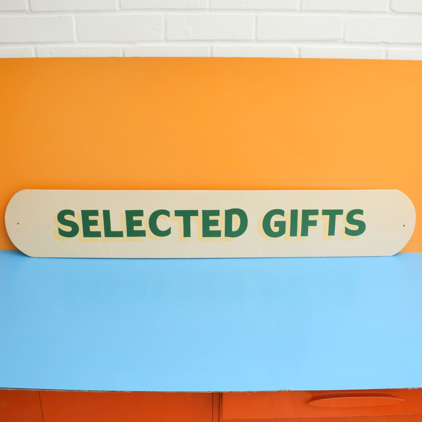Vintage 1970s Wooden Sign - Selected Gifts