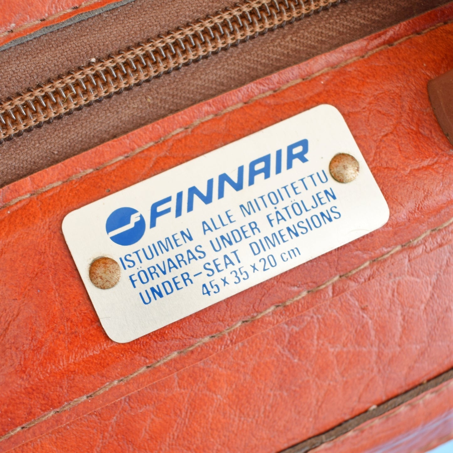 Vintage 1970s Finnair Vinyl Cabin Bag - Conker Brown