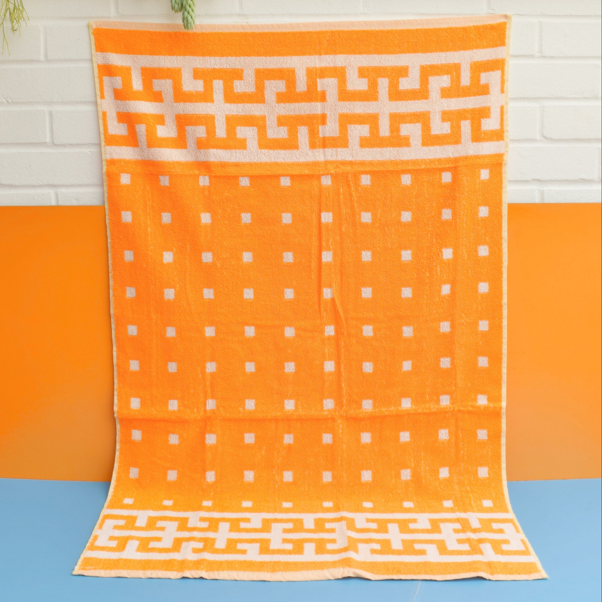 Vintage 1960s Cotton Bath Towels - Orange by Pineapple Retro