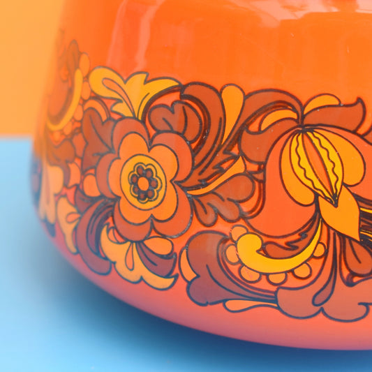 Vintage 1970s Enamel Fondue Pan / Saucepan - Orange by Vintage