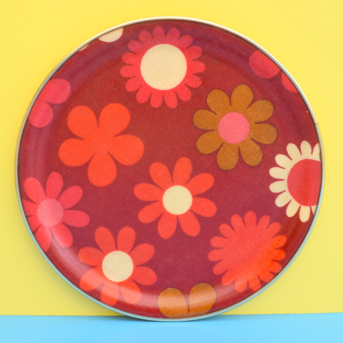 Vintage 1960s Genia Sapper Fibreglass Tray - Pink Flower Power