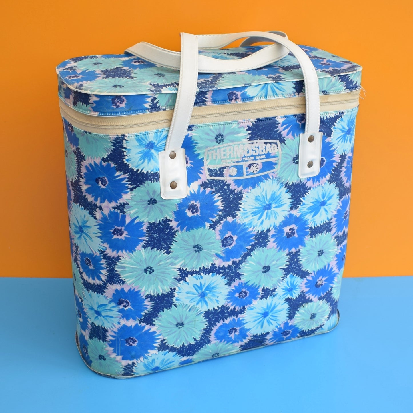 Vintage 1960s Cool Bag - Flower Power - Blue