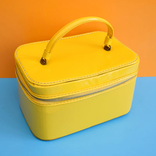 Vintage 1960s Vanity Case - Yellow Patent by Vintage