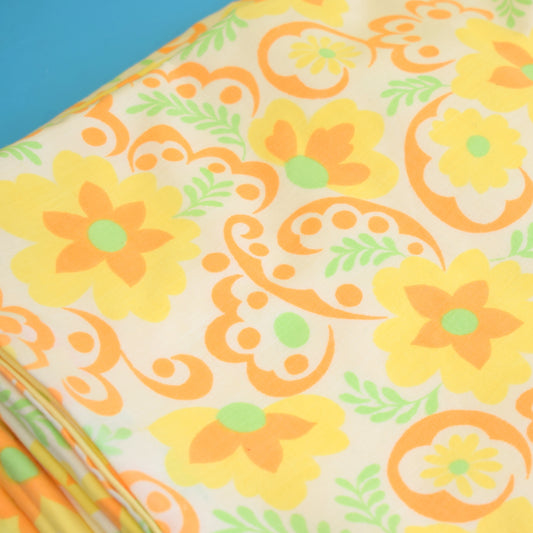 Vintage 1960s Double Duvet Cover - Bold Flower Power - Yellow & Orange