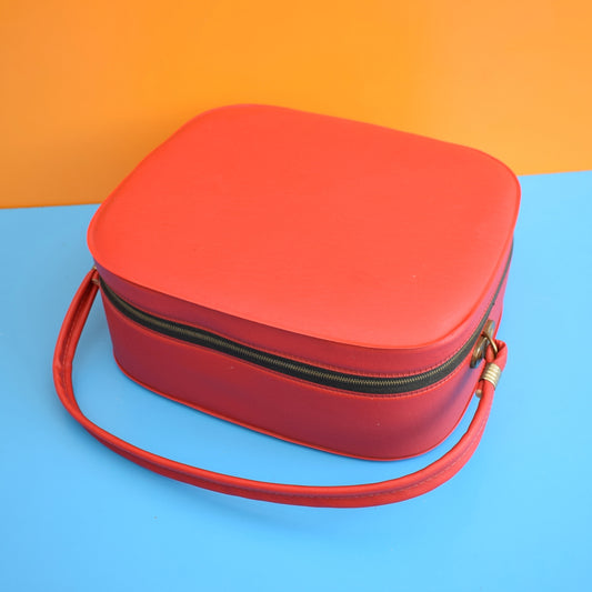 Vintage 1960s Suitcase or Vanity Case - Red - Unused