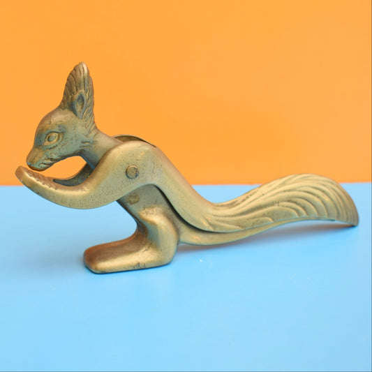 Vintage 1960s Brass Squirrel Nutcracker