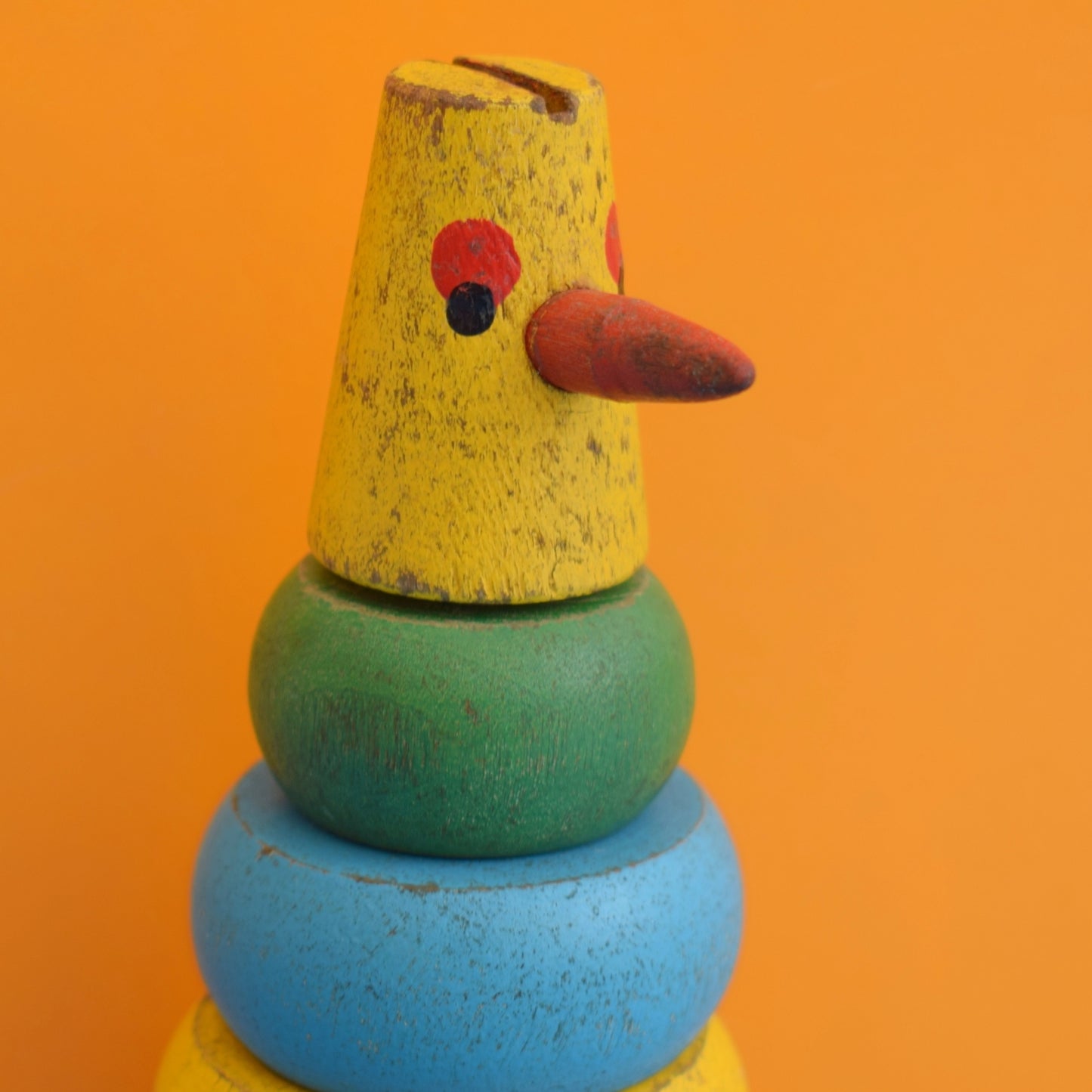 Vintage 1960s Wooden Stacking Toy - Bird