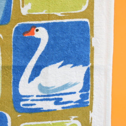 Vintage 1960s Tea Towel - Swan / Penguin