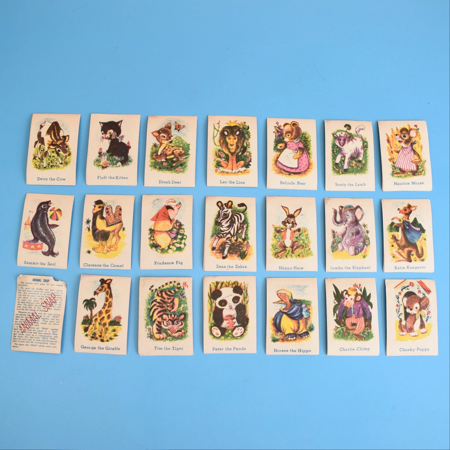Vintage 1960s Animal Snap Card Game - Fantastic Images