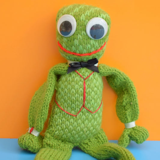Vintage Knitted Funny Frog - Handmade