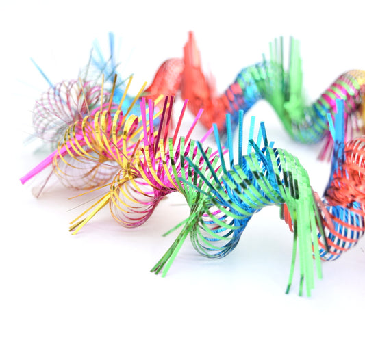 Vintage 1970s Christmas Garland Fringe / Spiral Decoration - Tinsel Style Rainbow Coloured