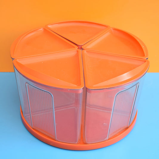 Vintage 1970s Round Sectioned Storage Unit - Orange by Pineapple Retro