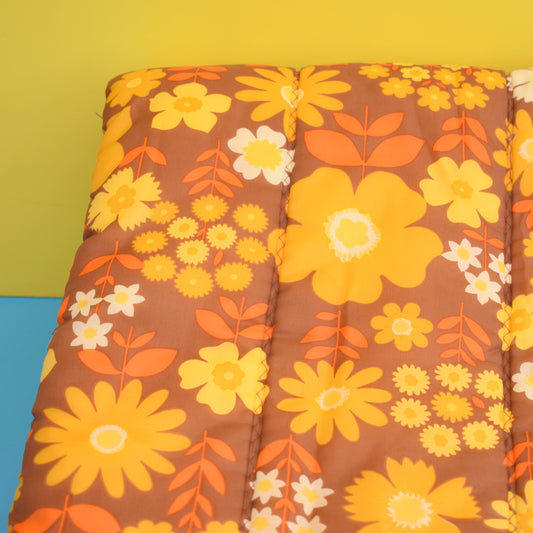 Vintage 1960s Sleeping Bag - Flower Power - Orange & Brown