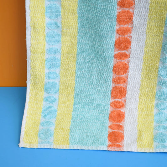 Vintage 1960s Cotton Towel - Striped / Spots by Pineapple Retro