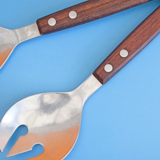Vintage 1970s Salad Servers - Rosewood/ Stainless by Vintage