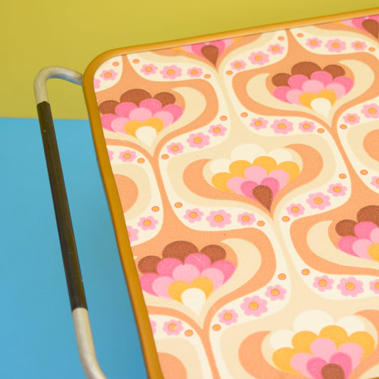 Vintage 1960s Folding Low Table - Geometric Pattern - Pink