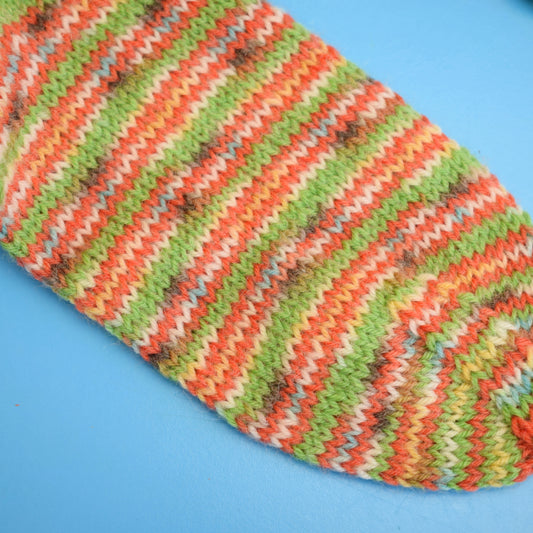 Vintage 1970s Hand Knitted Wooly Socks - Orange by Vintage