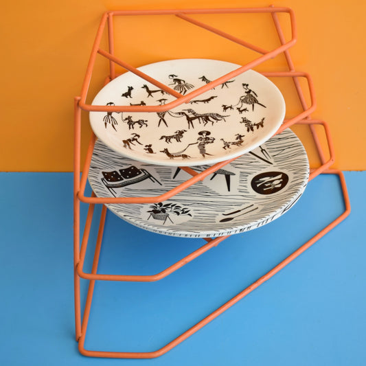 Vintage 1970s Corner Plate Rack - Orange by Vintage