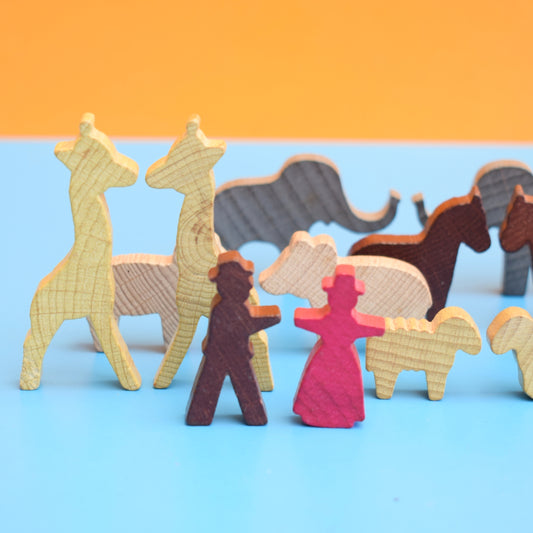 Vintage 1970s German Wooden Noah's Ark Figures by Pineapple Retro