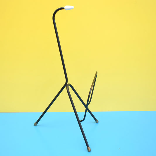 Vintage 1950s Metal Atomic Magazine / Vinyl Record Rack - Black / Gold