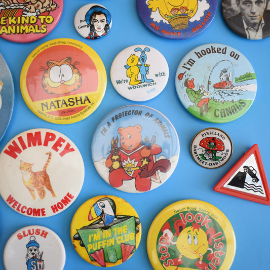 Vintage 1980s Mixed Badges - Superted, Batman, Wimpy by Pineapple Retro