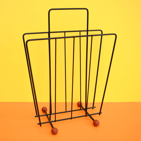 Vintage 1950s Atomic Balls Magazine Rack - Red, Black