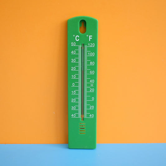 Vintage 1970s Thermometer - Green Plastic by Vintage