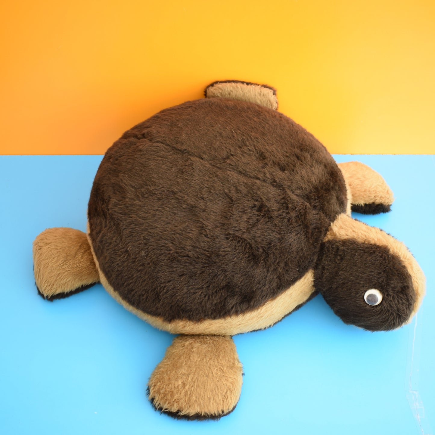 Vintage 1970s Large Fluffy Tortoise Footstool by Pineapple Retro
