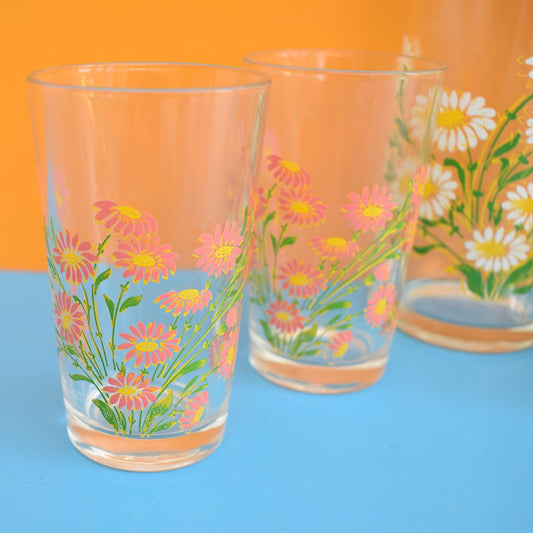 Vintage 1970s Pretty Drinking Glasses x6 by Vintage