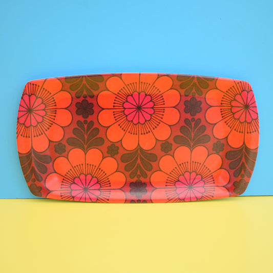 Vintage 1960s Small Flower Power Thetford Trays - Red