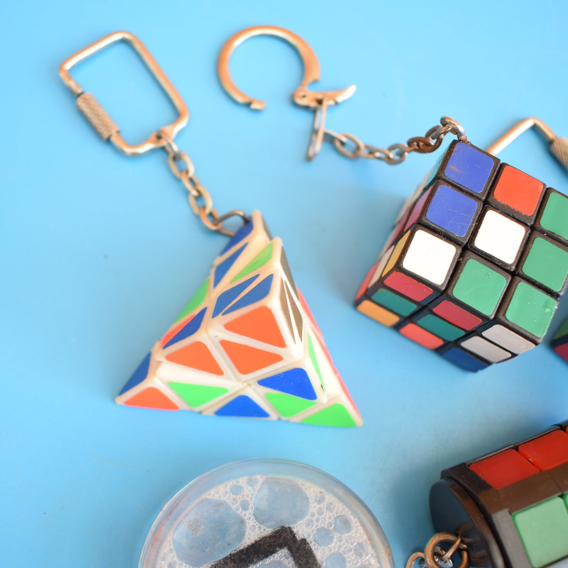 Vintage 1980s Mixed Keyrings - PacMan, Miniatures Etc by Pineapple Retro