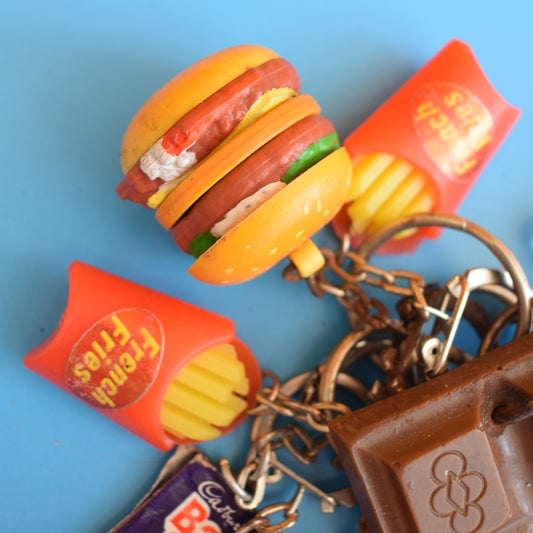 Vintage 1980s Mixed Keyrings - PacMan, Miniatures Etc by Pineapple Retro