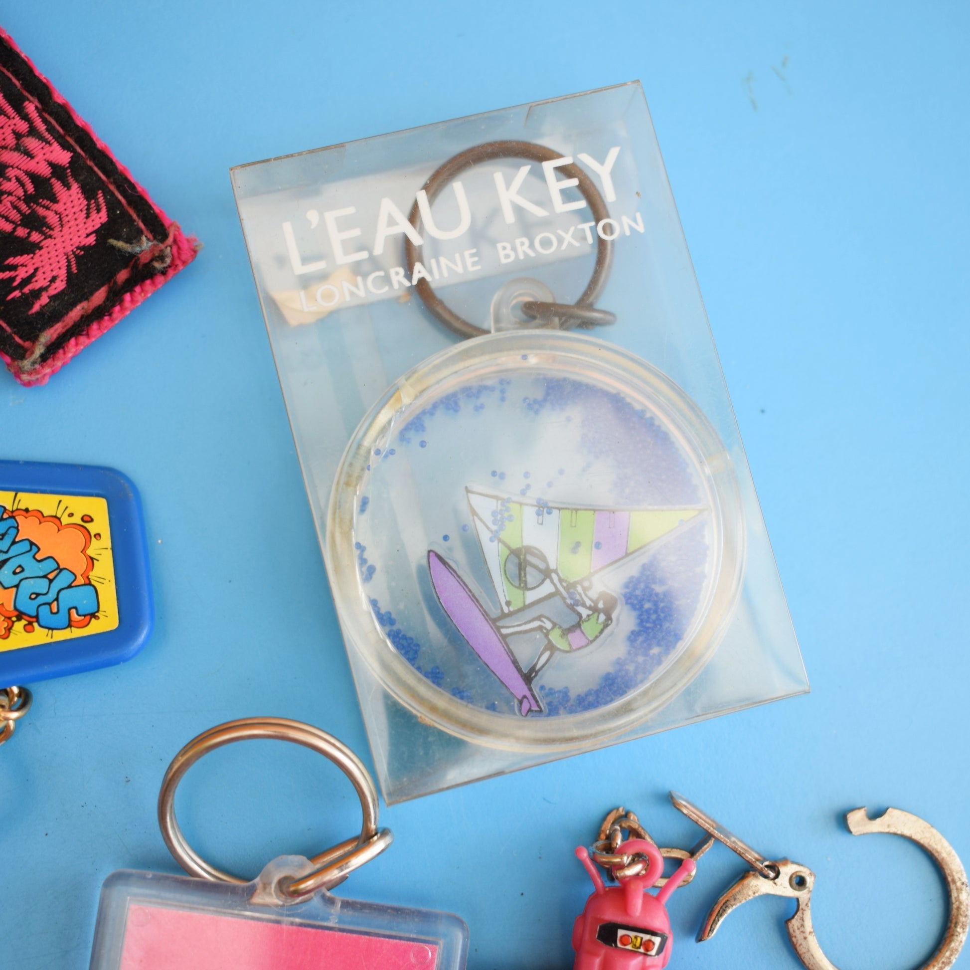 Vintage 1980s Mixed Keyrings - PacMan, Miniatures Etc by Pineapple Retro