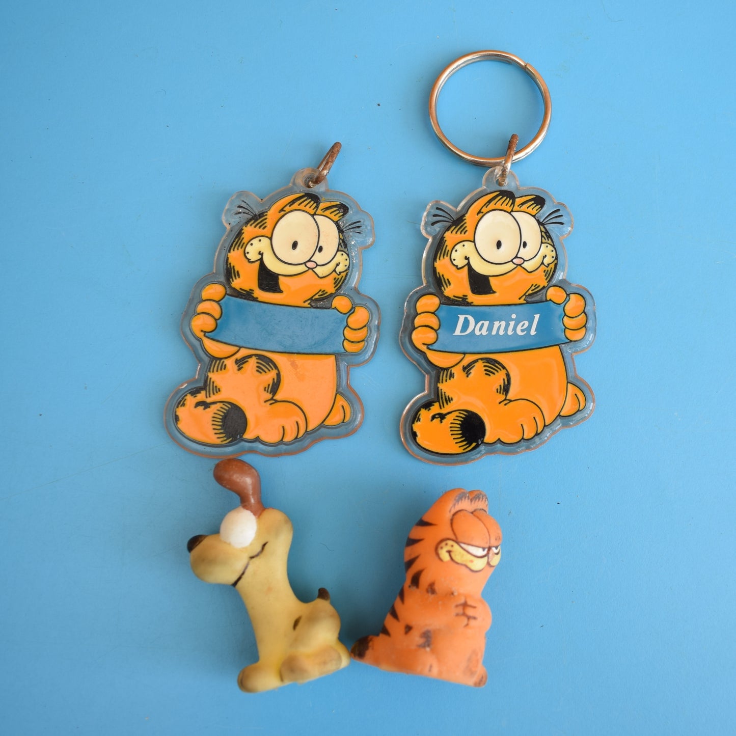 Vintage 1980s Mixed Keyrings - PacMan, Miniatures Etc by Pineapple Retro