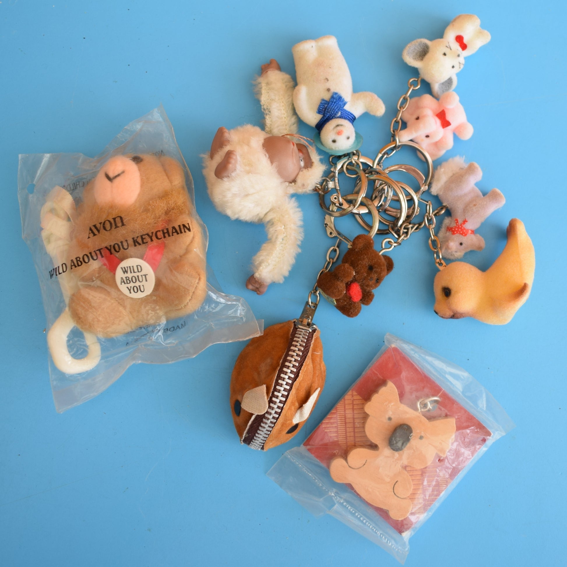 Vintage 1980s Mixed Keyrings - PacMan, Miniatures Etc by Pineapple Retro