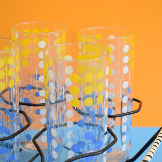 Vintage 1960s Set of Slim Jim Glasses on Atomic Stand by Vintage