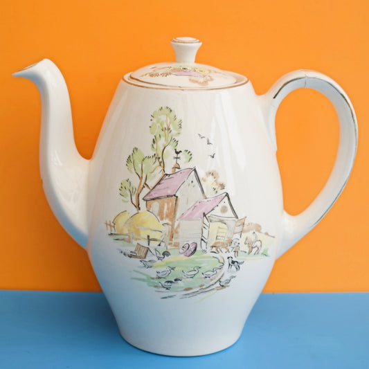 Vintage 1950s Kitsch Alfred Meakin Coffee Pot - Down On The Farm by Vintage