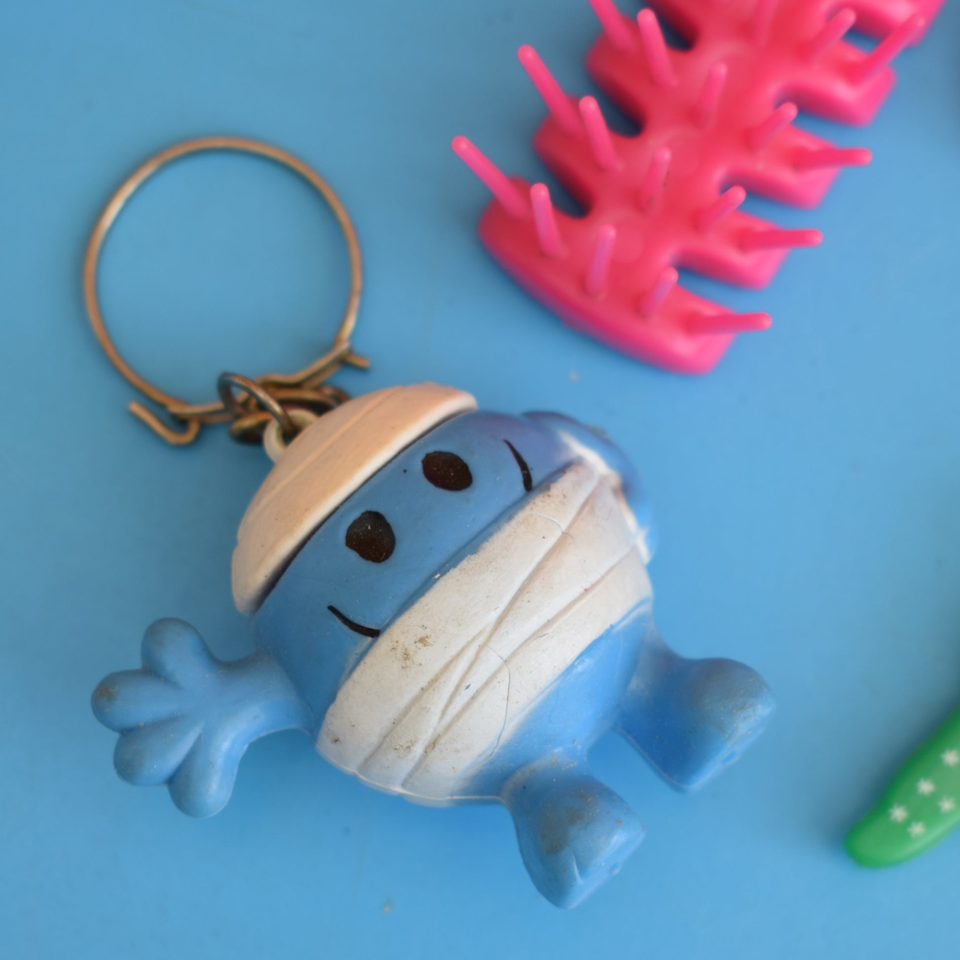 Vintage 1980s Mixed Keyrings - PacMan, Miniatures Etc by Pineapple Retro