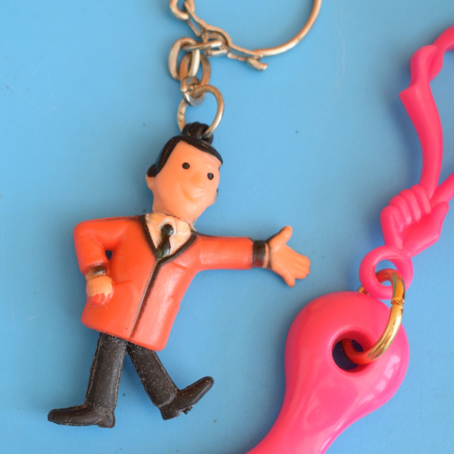 Vintage 1980s Mixed Keyrings - PacMan, Miniatures Etc by Pineapple Retro