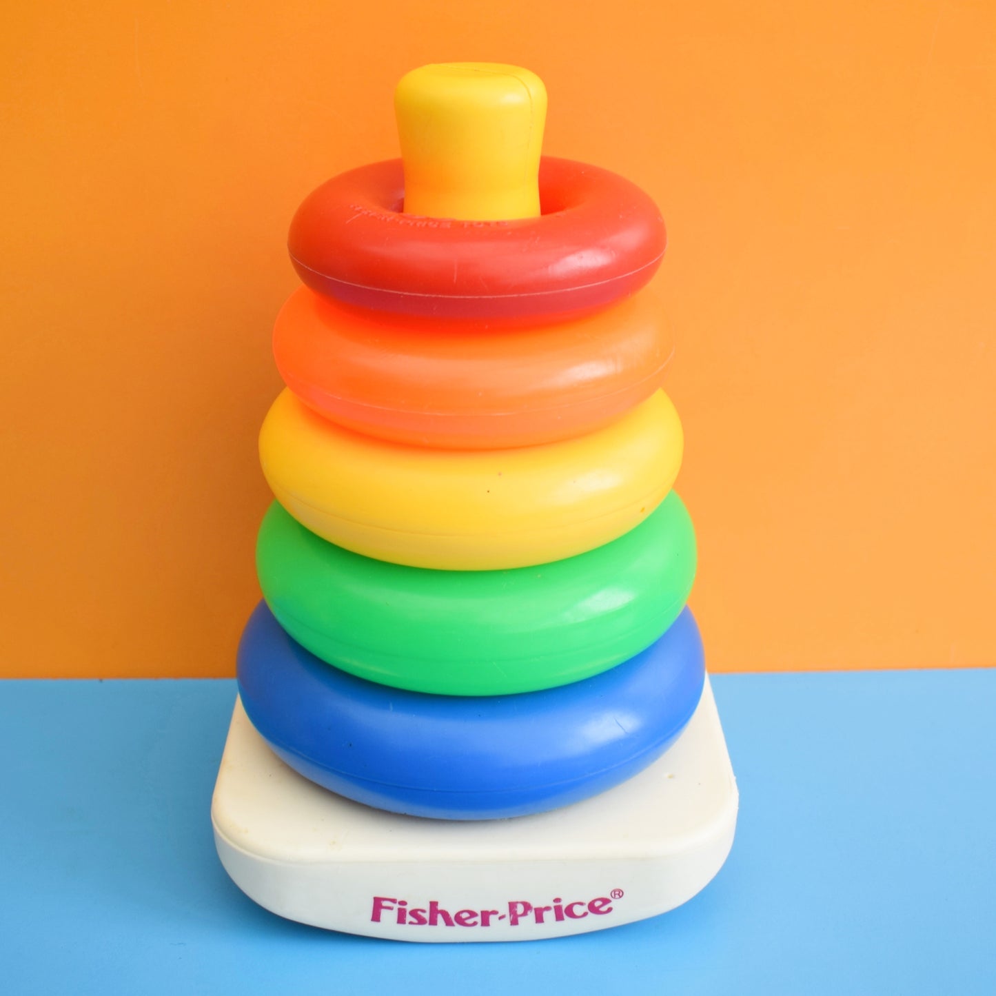 Vintage 1970s Fisher Price Plastic Stacking Toy - Rainbow