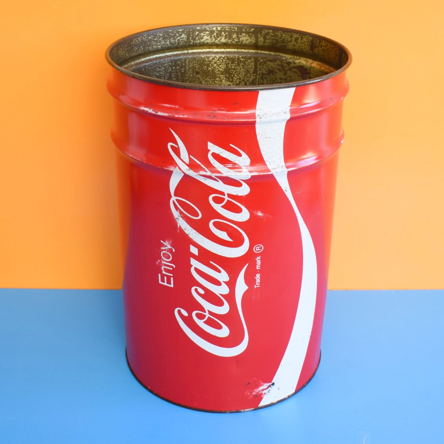 Vintage 1980s Large Metal Bin - Coke
