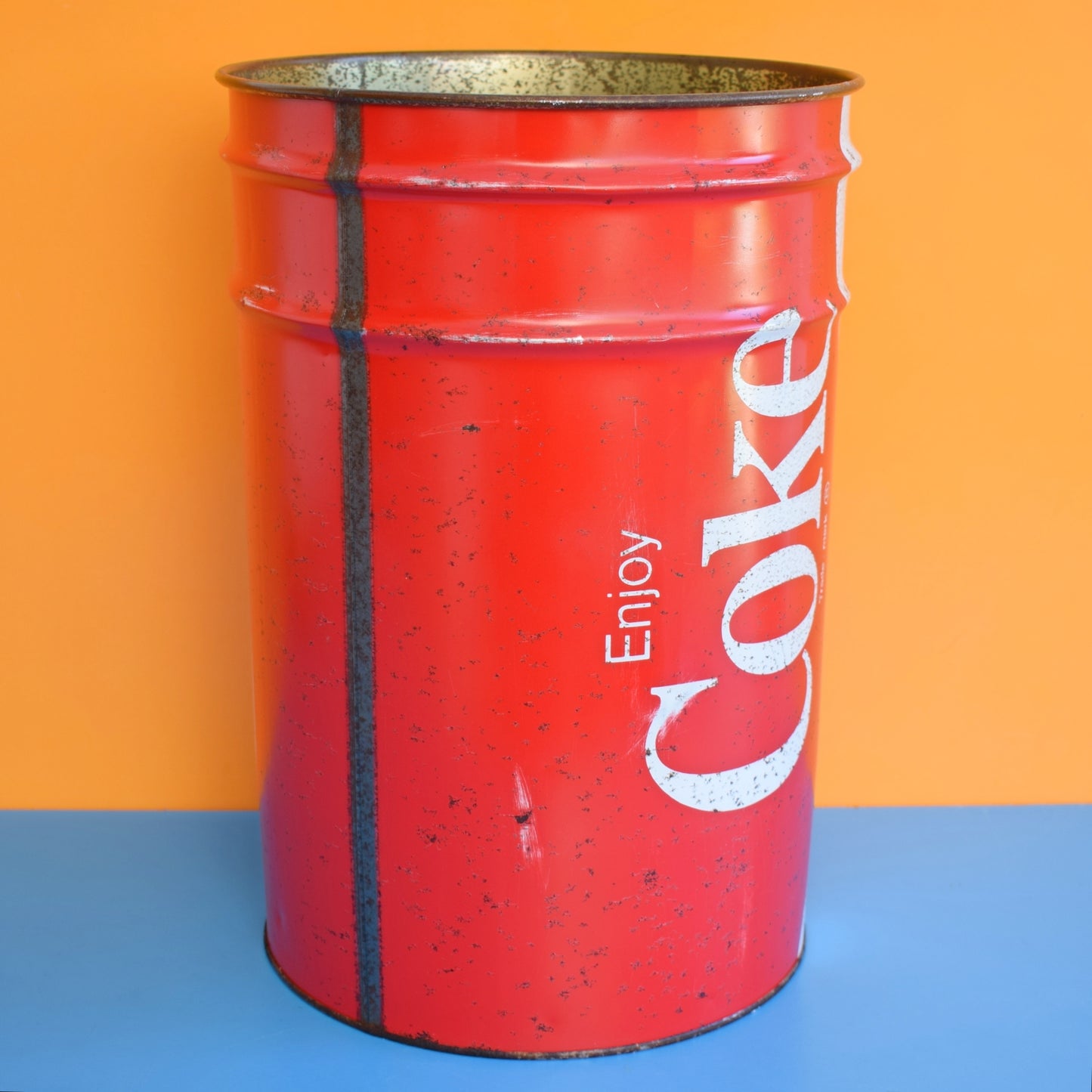 Vintage 1980s Large Metal Bin - Coke